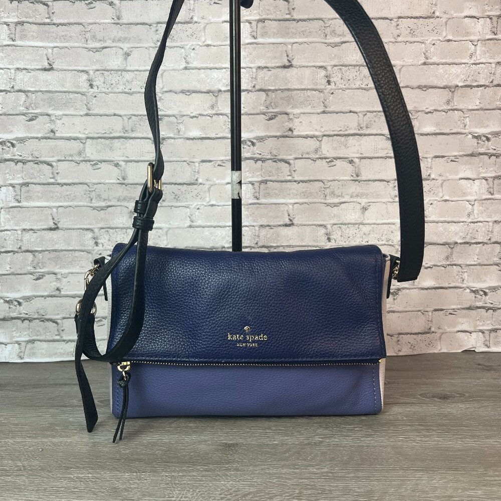 Kate Spade Cobble Hill Marsala Leather Shoulder Bag - Oyster Blue/Multi PXRU6222